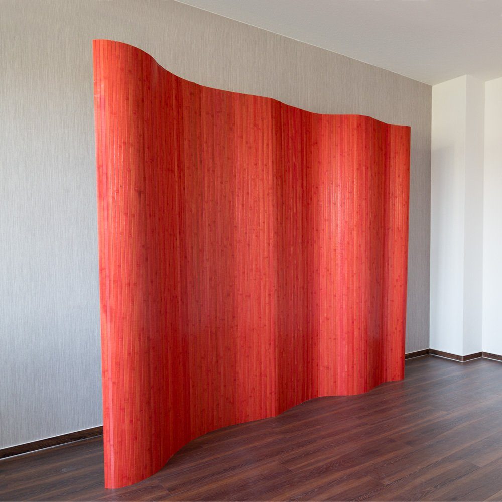 Homestyle4u Paravent Trennwand Sichtschutz rot Raumteiler Bambus