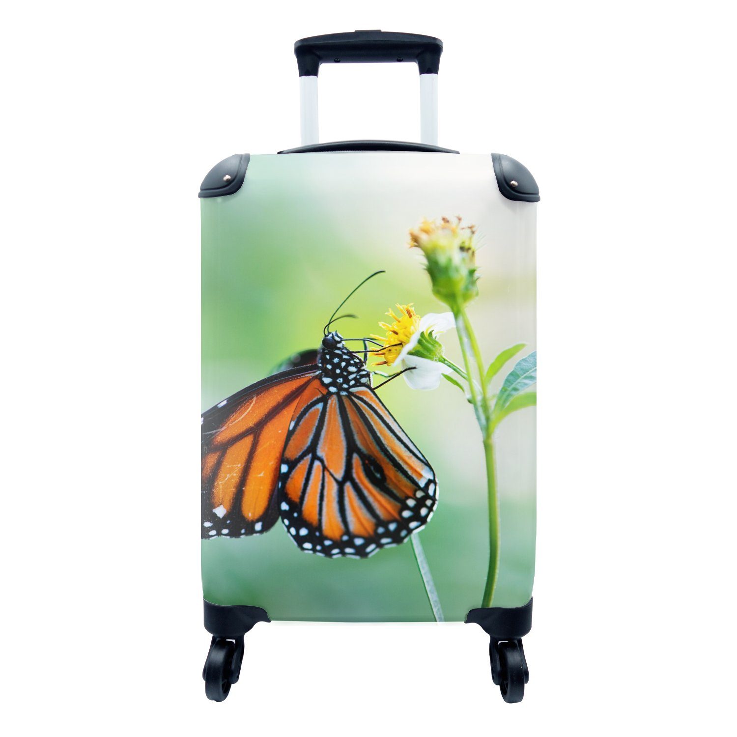 Reisetasche Trolley, für Ferien, mit MuchoWow rollen, - Rollen, 4 Blumen Schmetterling Handgepäck Handgepäckkoffer Insekten, - Reisekoffer