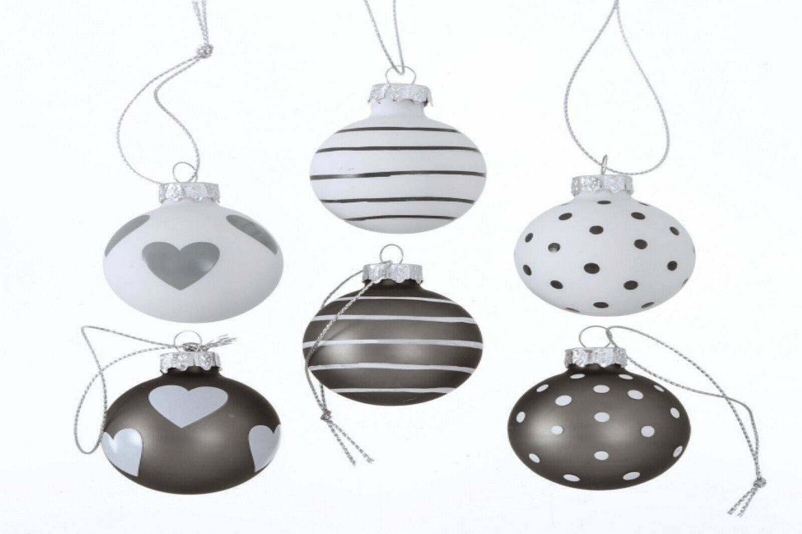 BOLTZE GRUPPE GmbH Weihnachtsbaumkugel Weihnachtskugel Christbaumkugel Glaskugel Ø 4 cm grau weiß 6 er Set