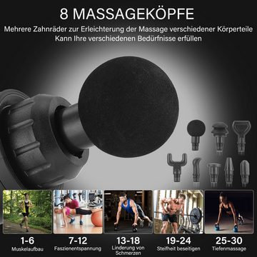 LETGOSPT Massagegerät 8 Köpfe Electric Massage Gun 30 Modi Massagepistole Muscle Massager, ergonomisches + rutschfestes Design, für Verspannungen und Muskelkater