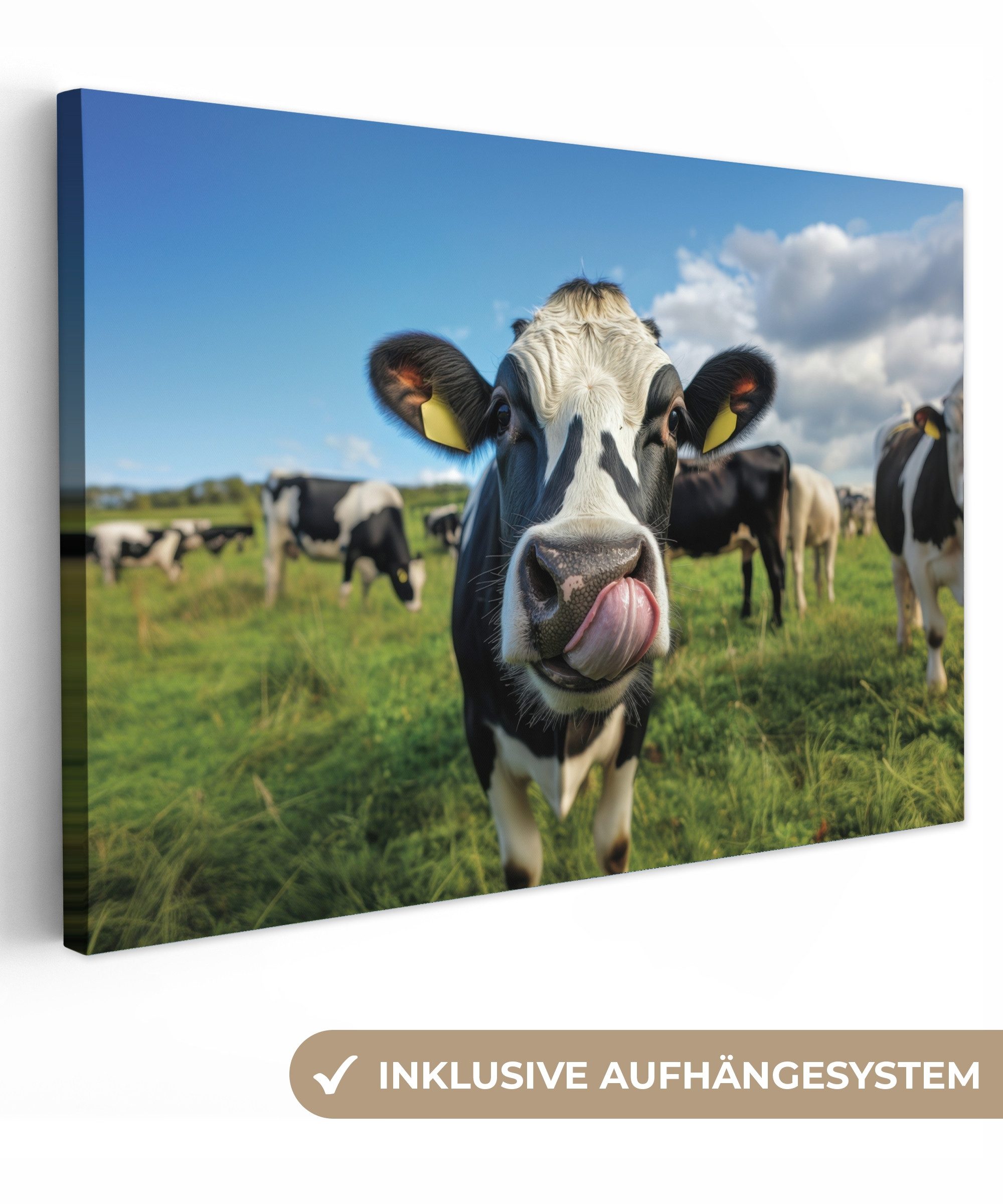 OneMillionCanvasses® Leinwandbild Kuh - Zunge - günstig online kaufen