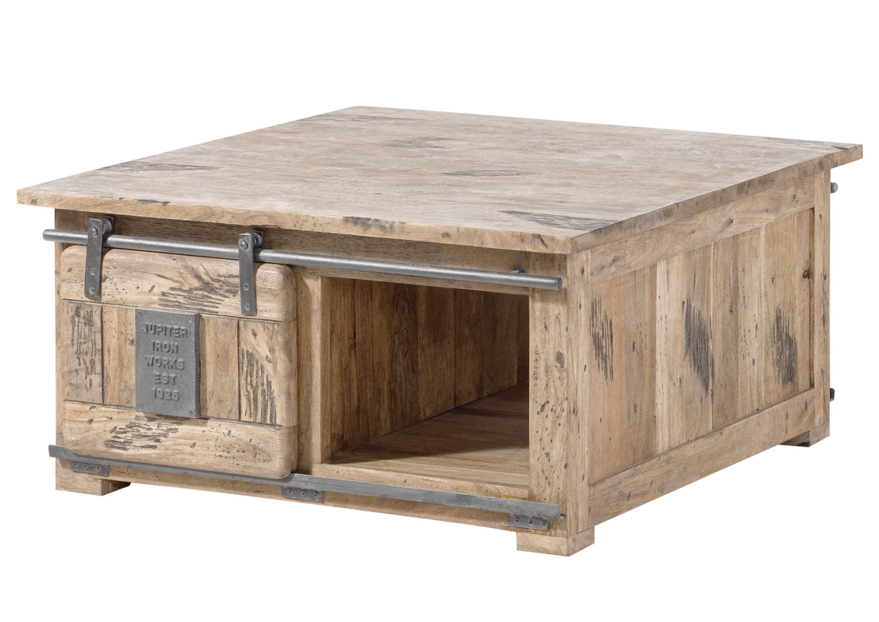 Massivmoebel24 Couchtisch RAILWAY (Couchtisch Mango 90x90x45 günstig online kaufen