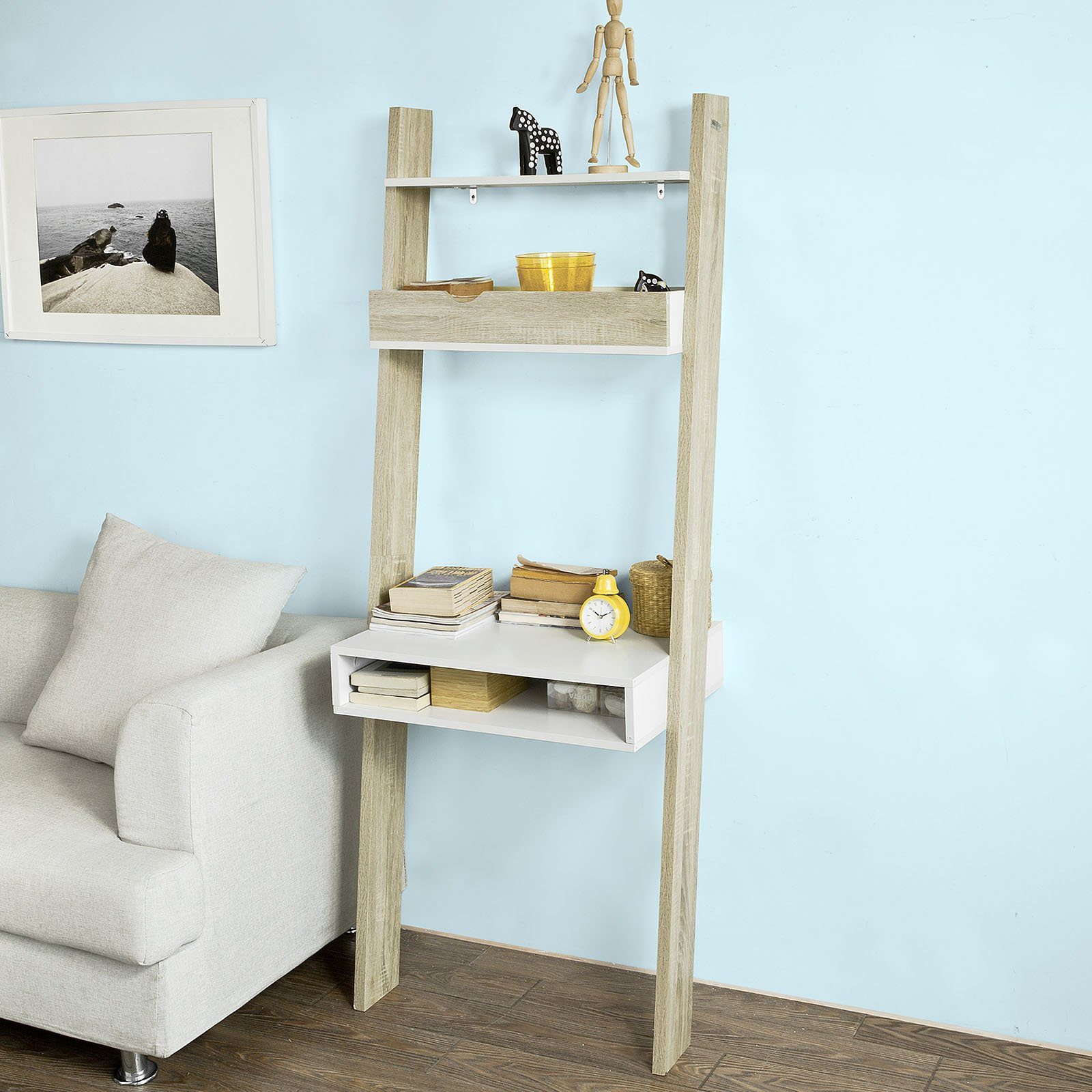 SoBuy Leiterregal FRG110/FRG111, Bücherregal mit Schreibtisch günstig online kaufen