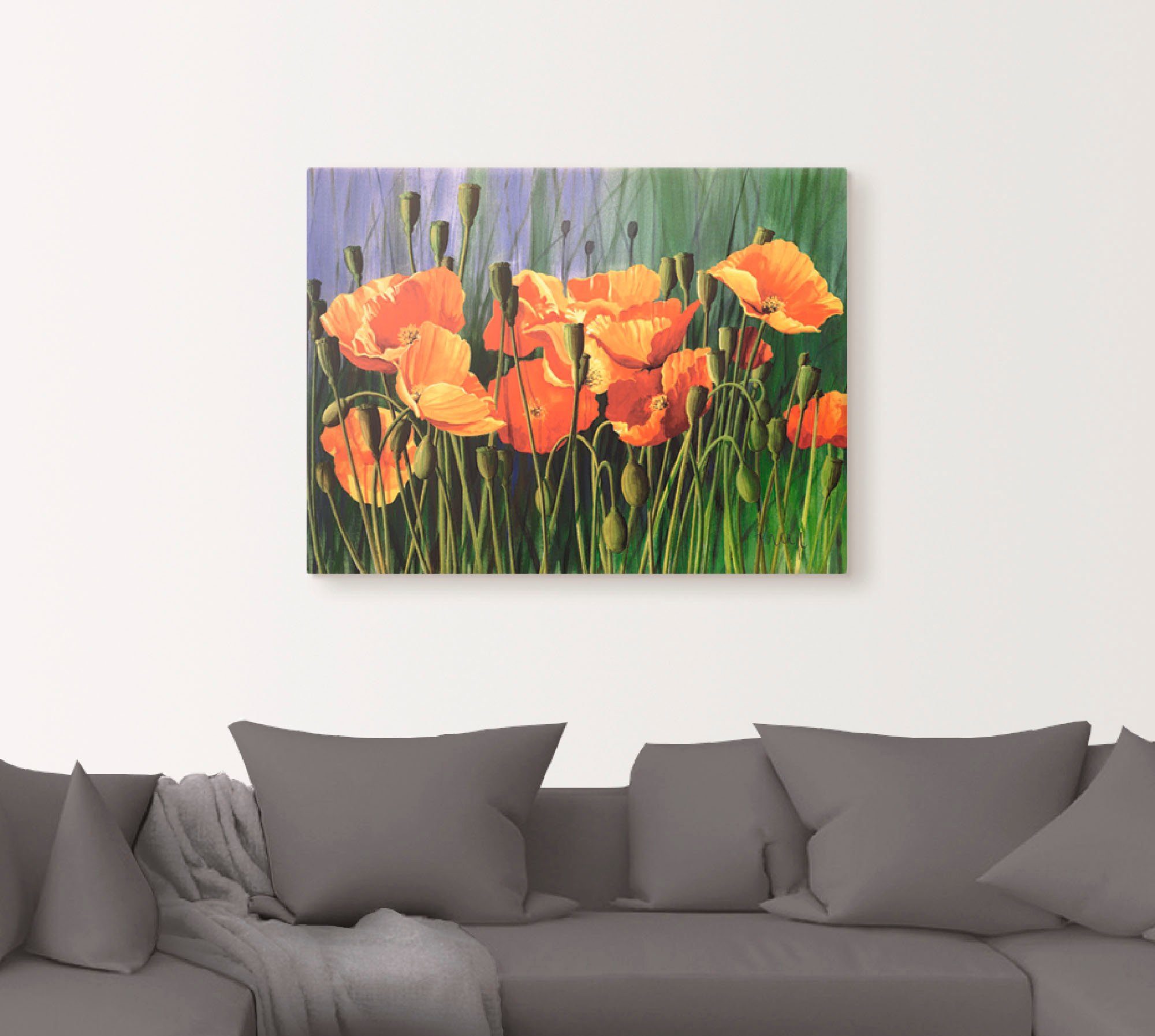 Artland Leinwandbild Mohnblumen I, Blumen (1 St), auf Holzrahmen gespannt