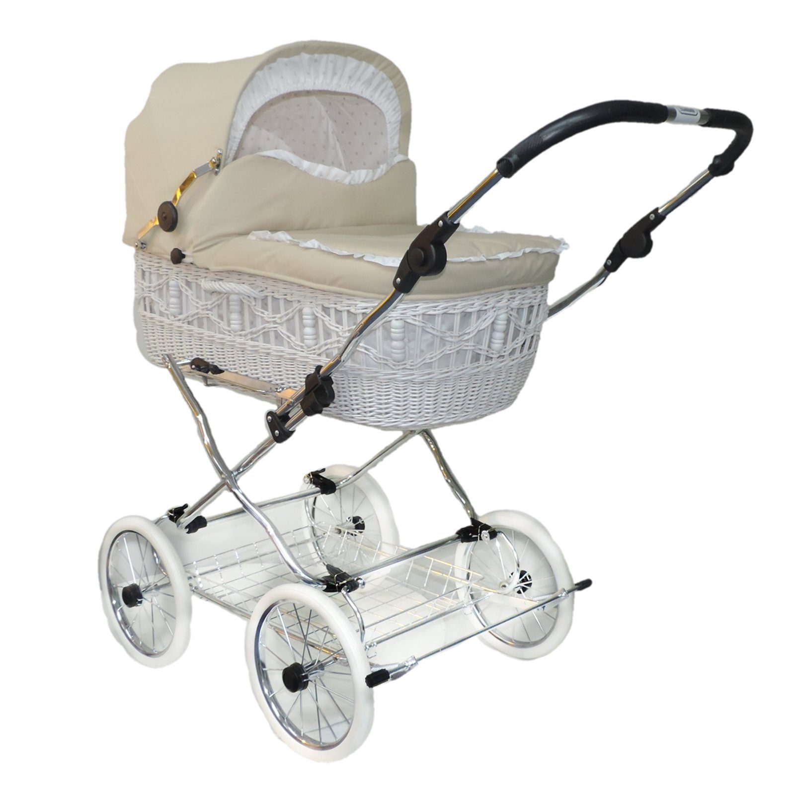 Eichhorn Kinderwagen Kombi-Kinderwagen Senator, Korbaufsatz aus echter Weide - handgeflochten - made in Germany