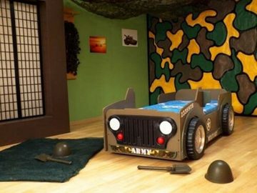 JVmoebel Kinderbett Kinderbett Bett Betten Jeep Auto Fahrzeug BETT + MATRATZE Neu