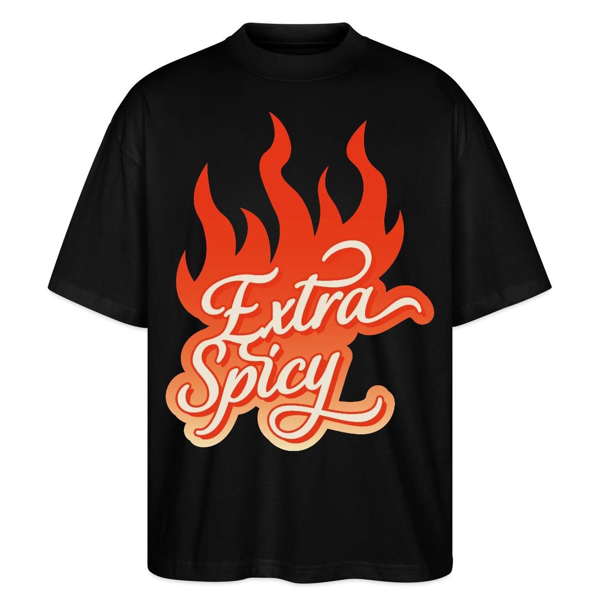 Spreadshirt T-Shirt Extra Spicy Lustiges Flammen Motiv Für Chili Fans Oversize Unisex T-Sh (1-tlg) Oversized fit mit weit geschnittenen Ärmeln