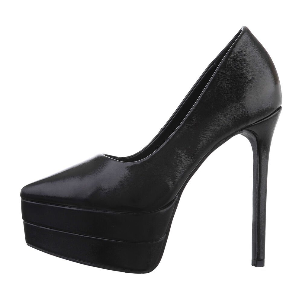 Ital-Design Damen Abendschuhe Party Pumps Schwarz Plateaupumps Heel & in High Clubwear Pfennig-/Stilettoabsatz