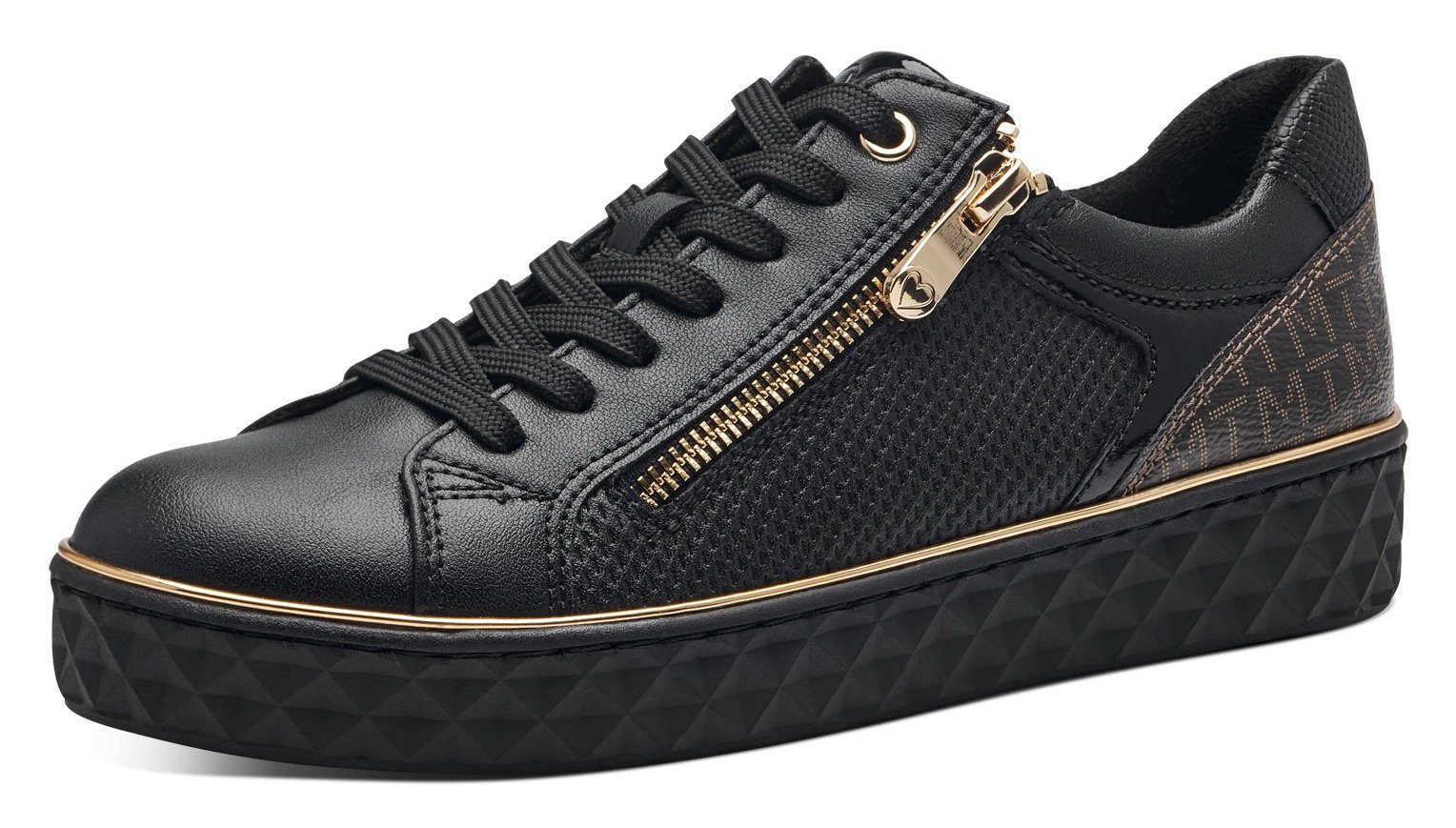 MARCO TOZZI Sneaker mit seitlichem Reißverschluss schwarz-kombi
