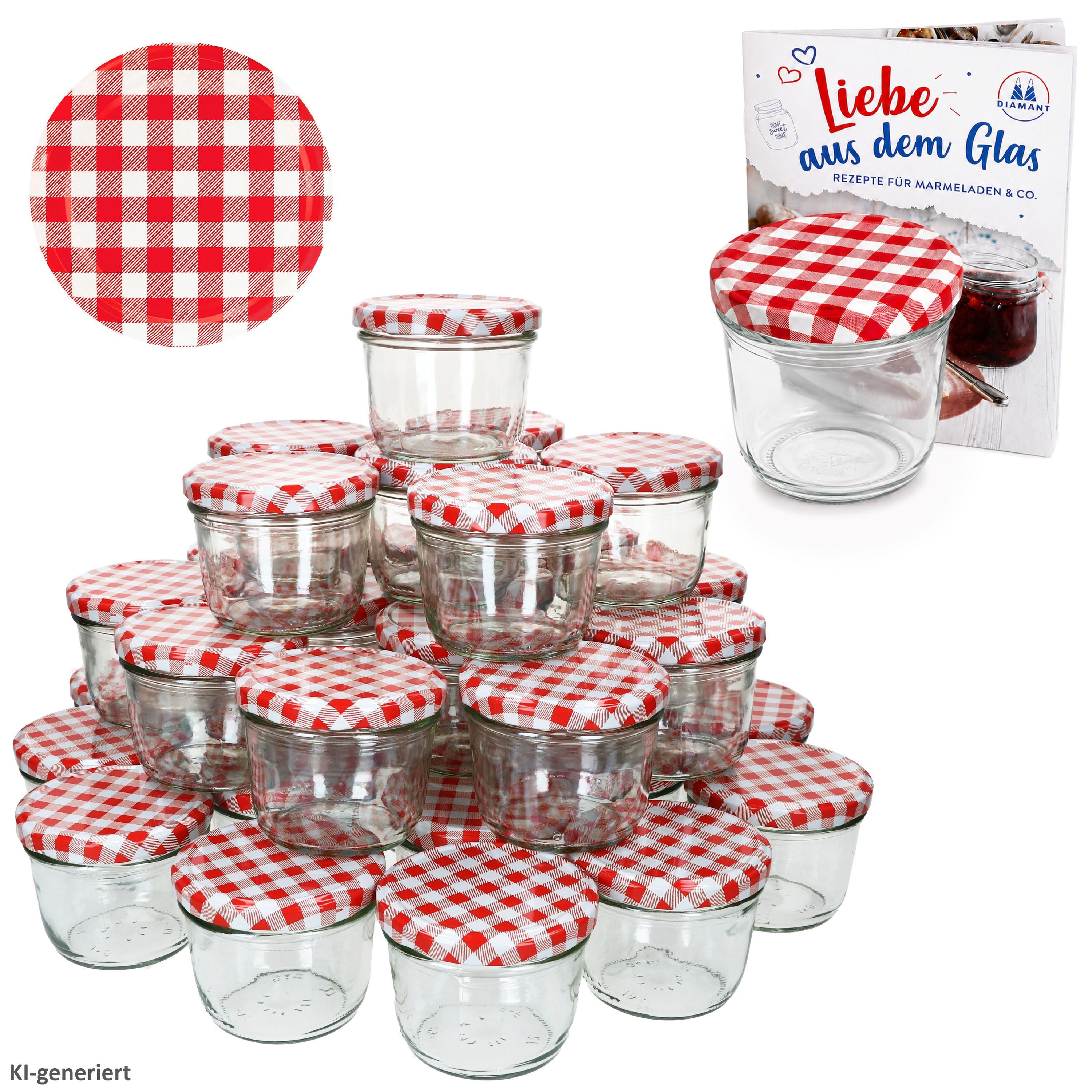 MamboCat Einmachglas 100er Set Sturzglas 230 ml Einmachglas To 82 rot karierter Deckel, Glas – Bild 2 von 5