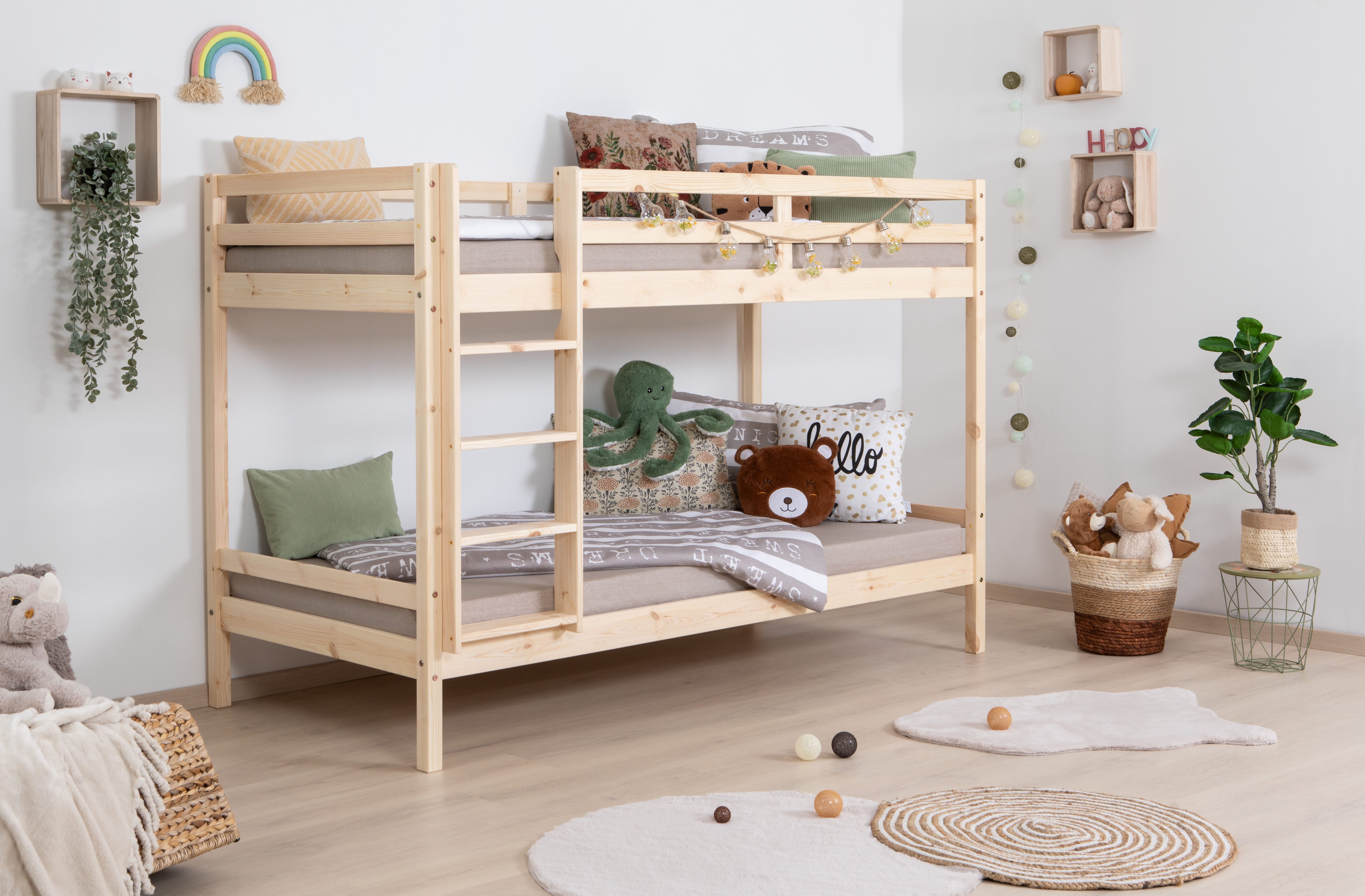 Ticaa Etagenbett »René«, mit Rollrost, Kiefer