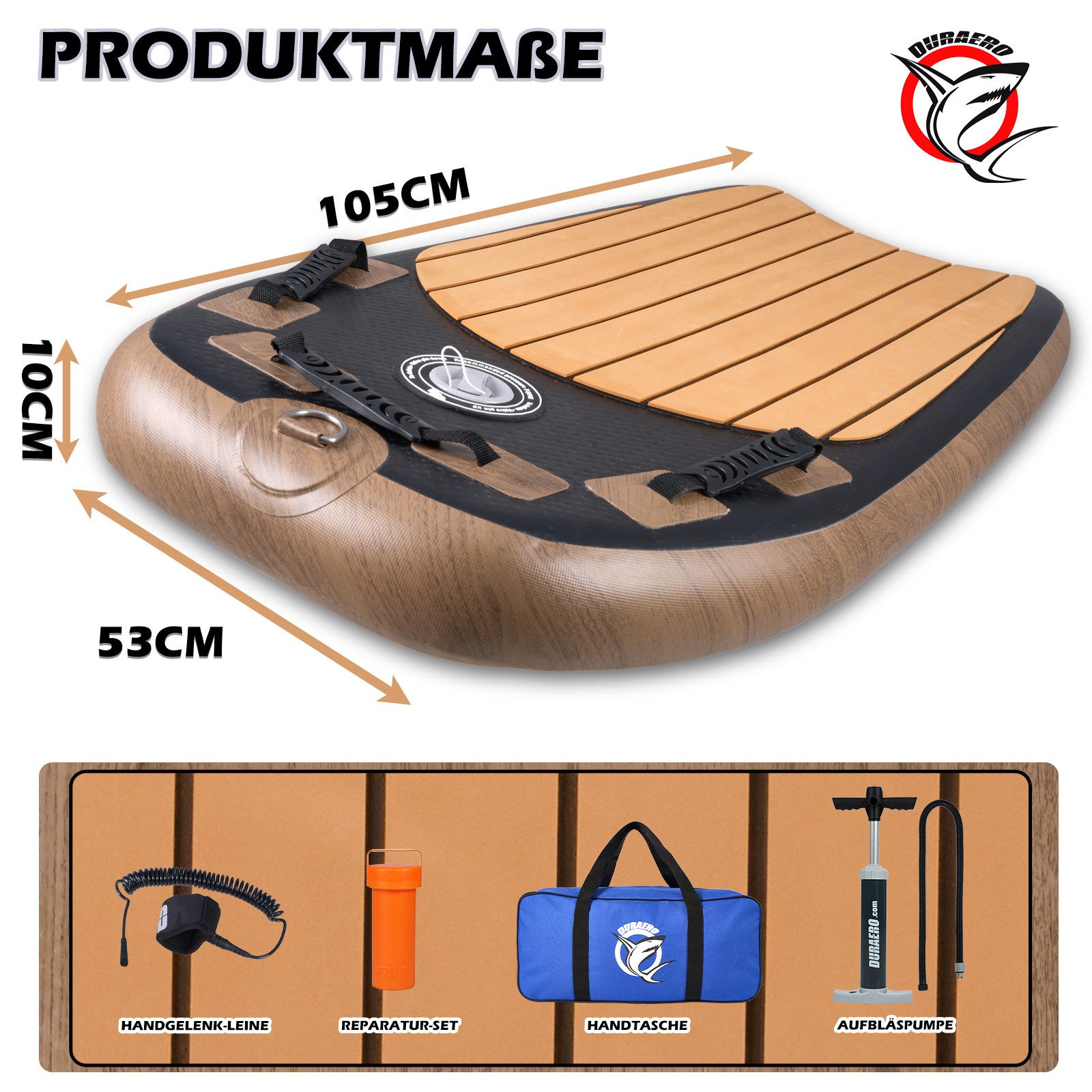 DURAERO Bodyboard DURAERO Aufblasbares Bodyboard 105 x 53 x 10 cm