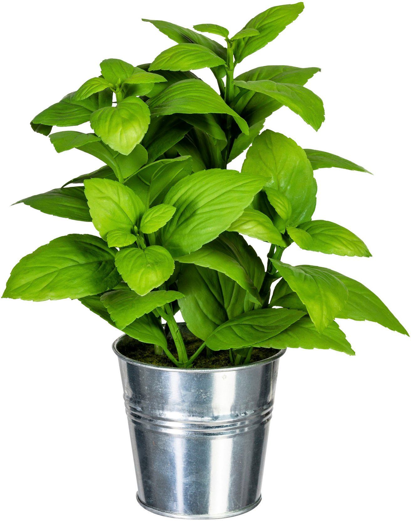 Höhe Creativ 25 green, Zinktopf im Kräutermix Kunstpflanze Kräuter, cm