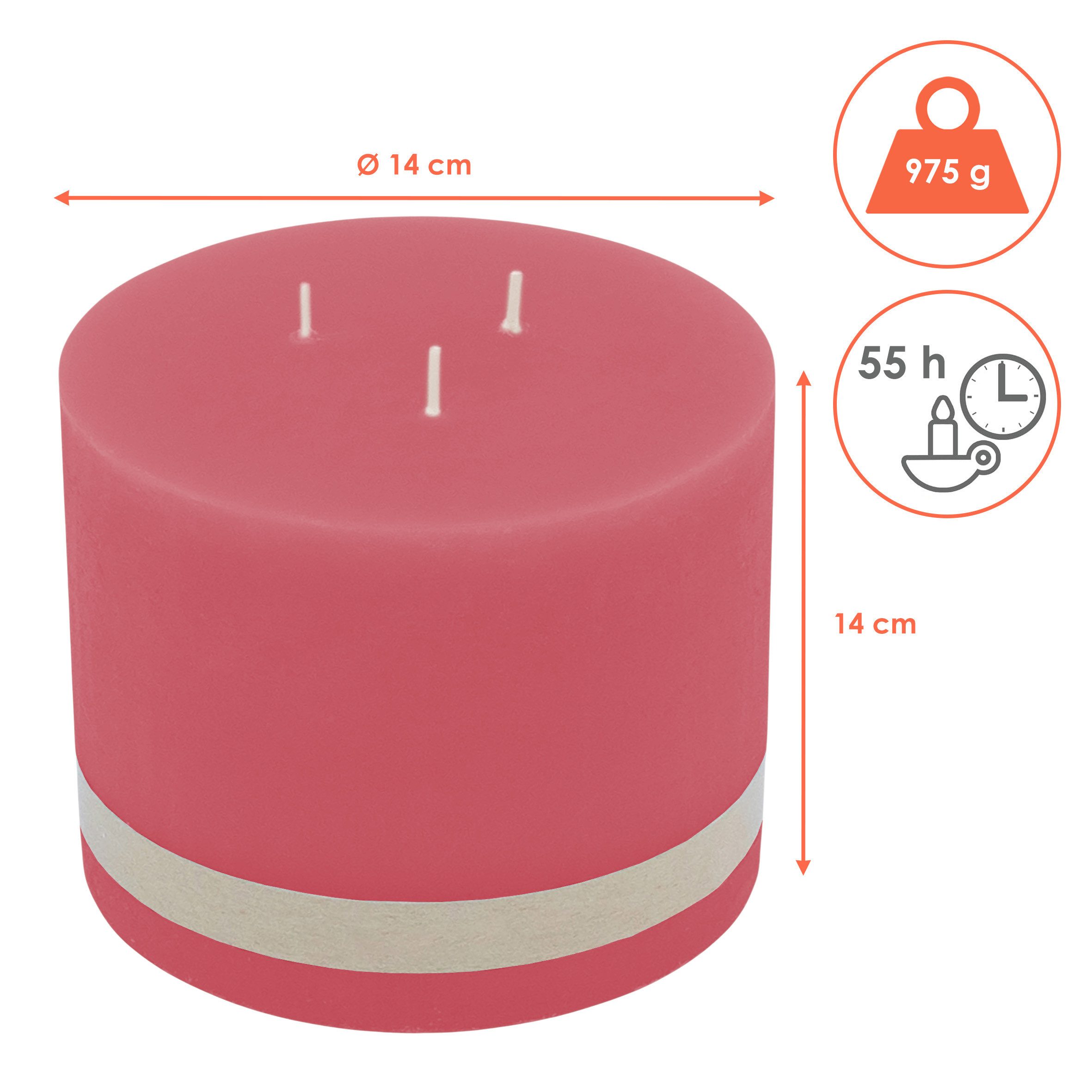 Spetebo Stumpenkerze (Packung, 1-tlg., mit 3 Dochten), Große Stumpen Kerze mit langer Brenndauer