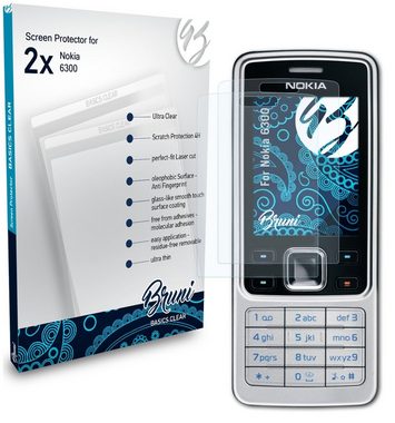 Bruni Schutzfolie Glasklare Displayschutzfolie für Nokia 6300, (2 Folien), praktisch unsichtbar