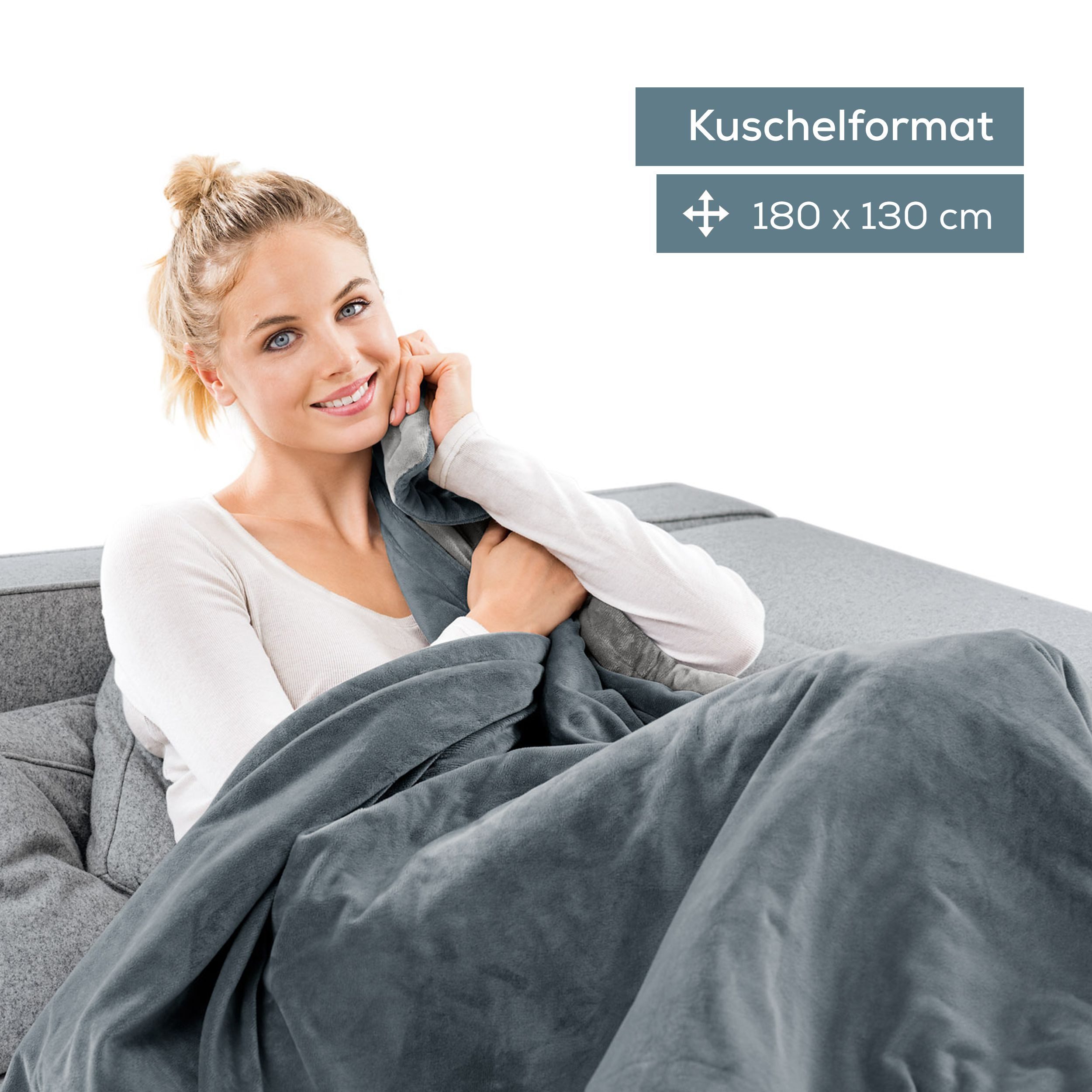 BEURER Heizdecke HD 75 Cosy Dark-Grey, elektrische Wärmedecke zum Einkuscheln, Mit 6 Temperaturstufen, Abschaltautomatik, maschinenwaschbar