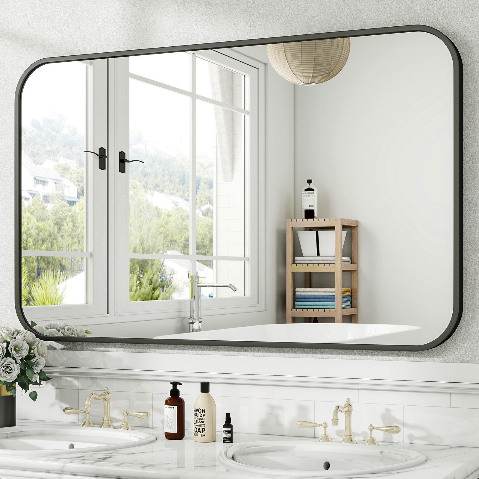 BEAUTYPEAK Wandspiegel Rechteckiger Spiegel mit abgerundeten Ecken günstig online kaufen