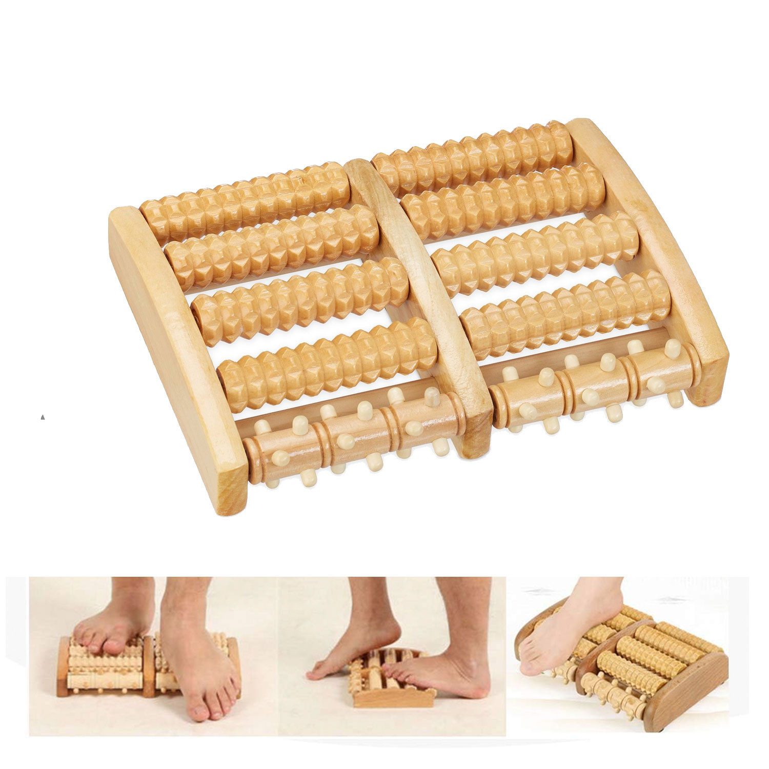 OSTWOLKE Massageroller Fußmassageroller Fußmassagegerät Fußroller Holzroller Massagerät, 1-tlg.