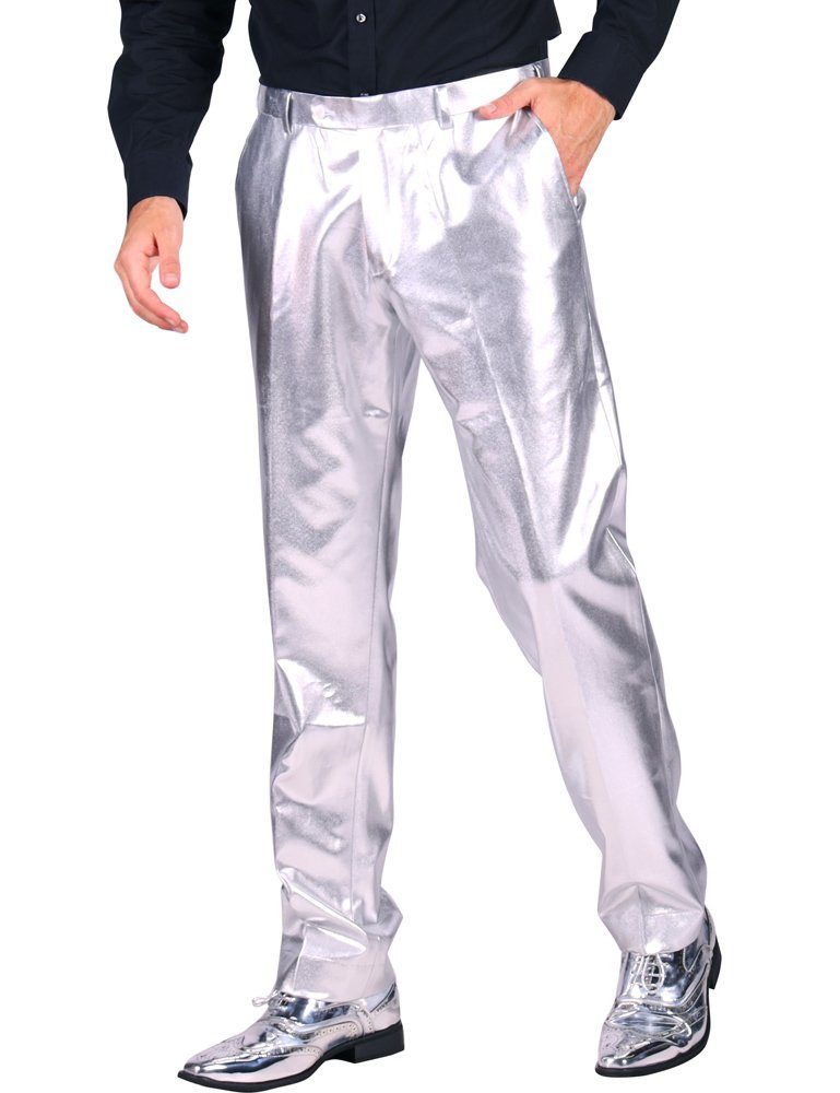 thetru Kostüm 80er Jahre Disco Hose für Herren - Metallic Silber