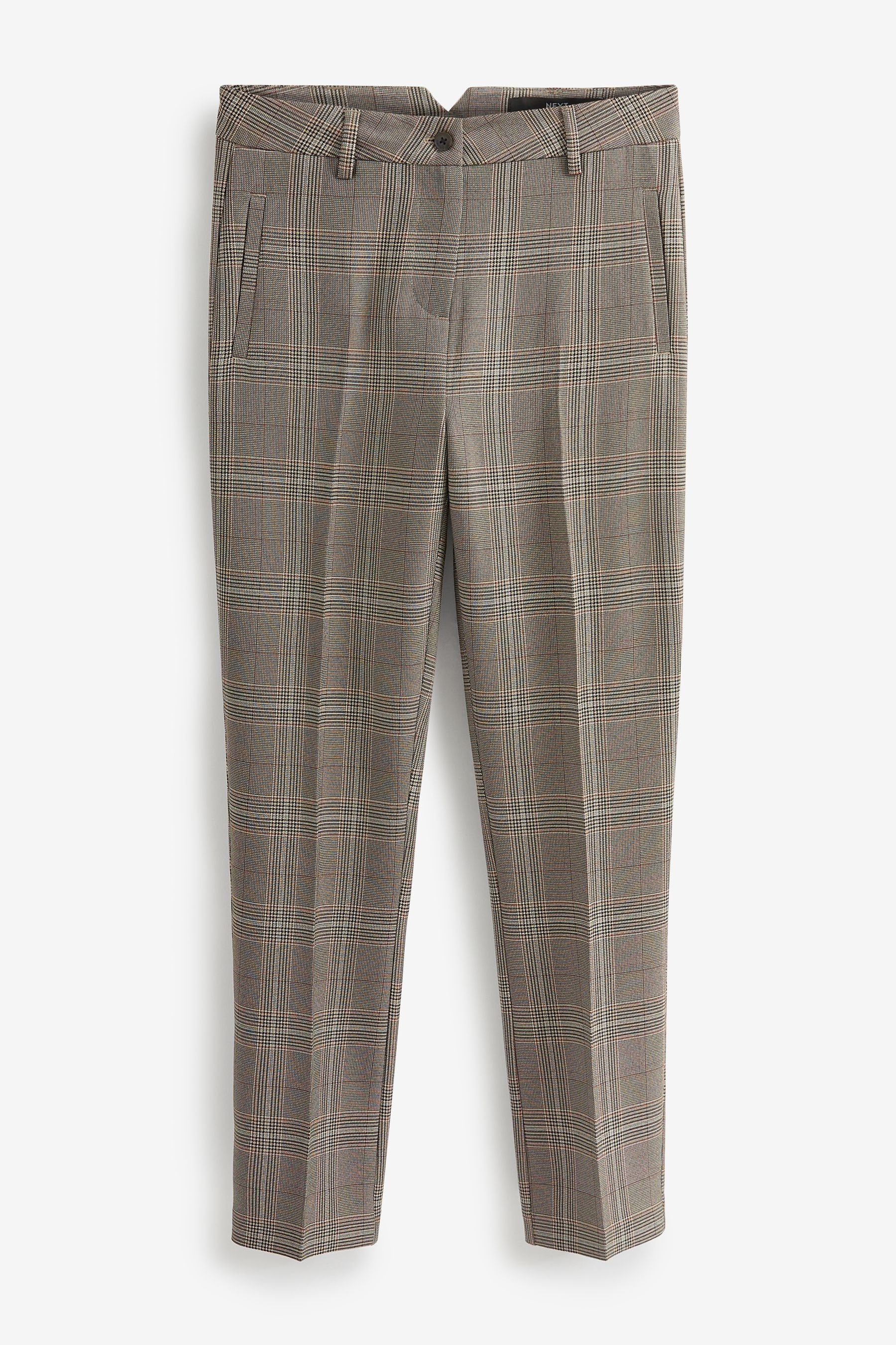 Next Stoffhose Hose mit schmal zulaufendem Bein (1-tlg) Natural Check