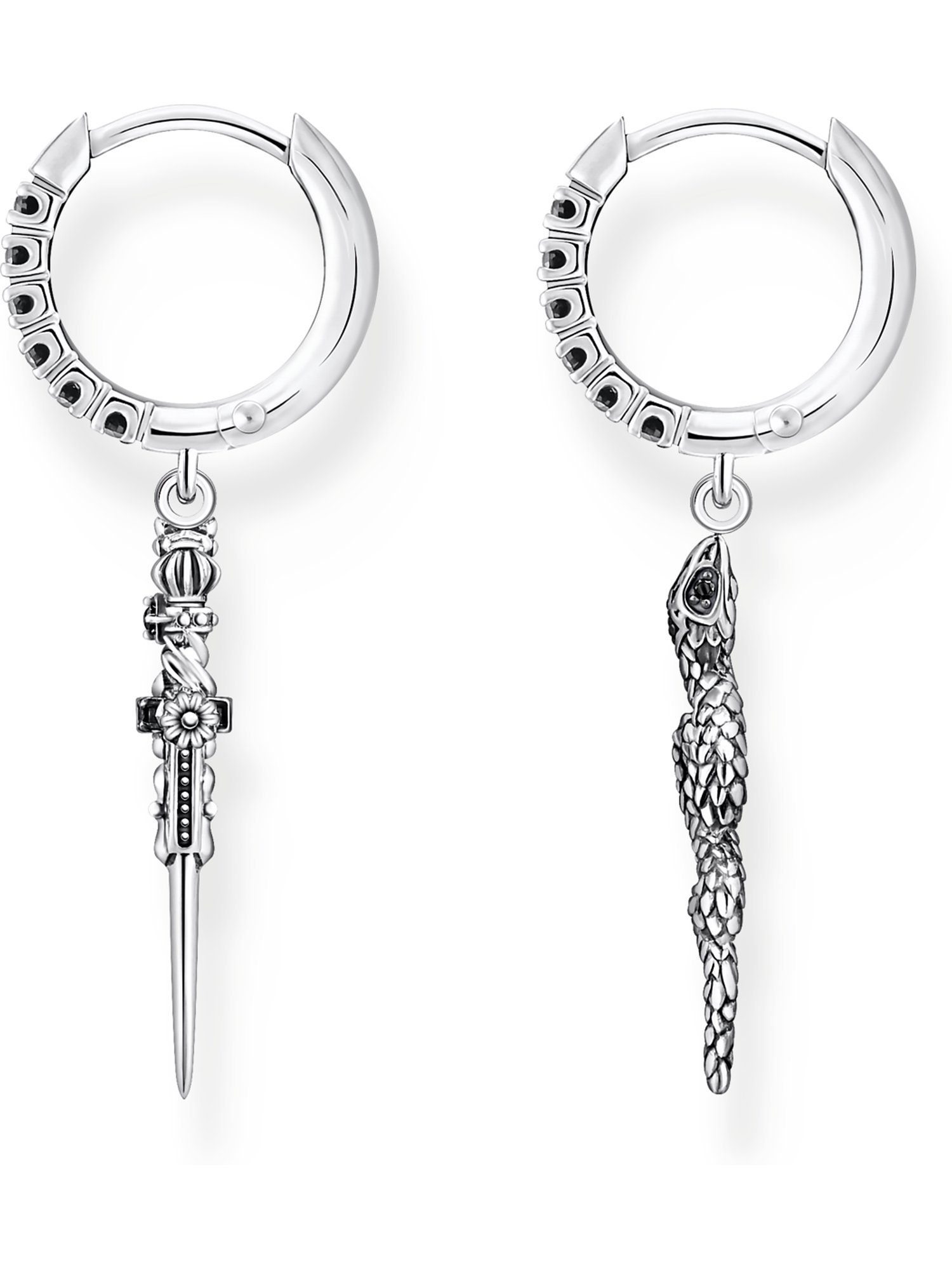 THOMAS SABO Paar Creolen Thomas Sabo Unisex-Creolen 925er Silber Zirkonia (Paar), Rebel at heart