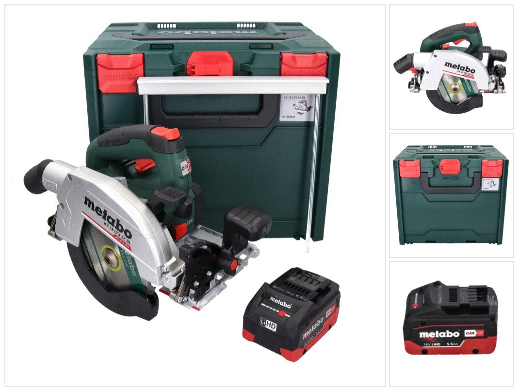 metabo Akku-Handkreissäge KS 18 LTX 66 BL 18 V 165 mm + 1x Akku 5,5 Ah + metaBOX