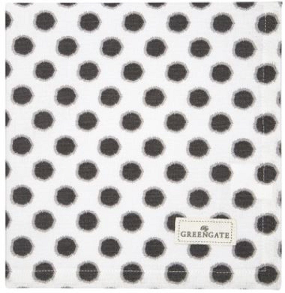 Greengate Papierserviette GreenGate Stoff Serviette Savannah 40x40cm Punkte schwarz weiß Napkin Baumwolle, (1 x Serviette)