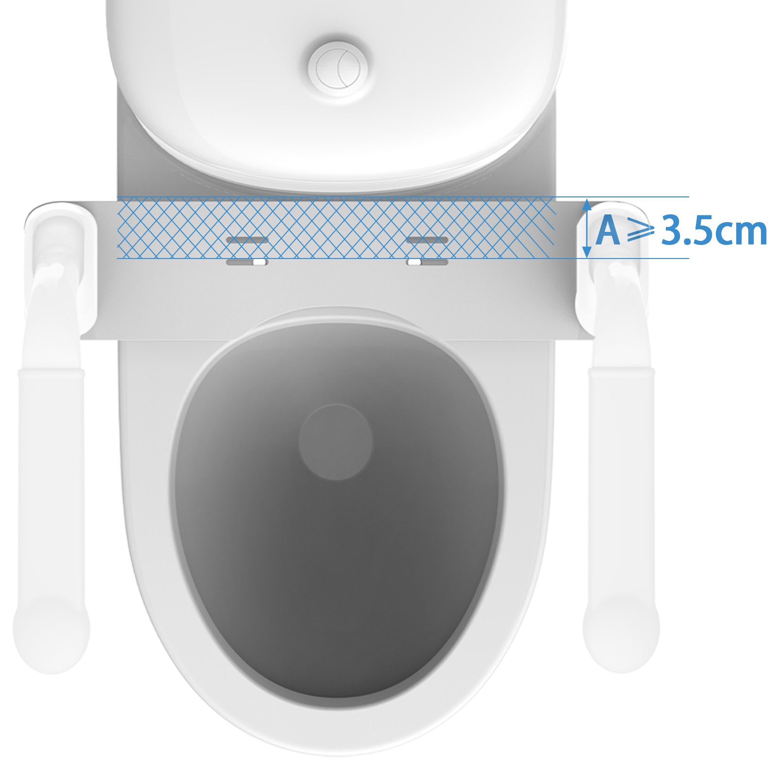 HEUFFE WC-Aufstehhilfe Sicherheitsarmlehne ohne Bohren, Edelstahl, belastbar bis 181 kg, 56.6 x 42 x 23.2 cm – Bild 2 von 5