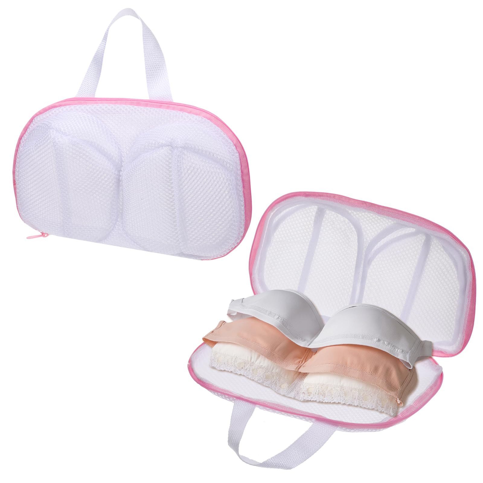 FOUORTUNATE-BEE Wäschenetz 2er Set BH-Wäschenetze, 3D-BH-Wäschesack mit Reißverschluss, Wäschesack für BHs und Dessous, 34,5x20 cm, für Waschmaschine