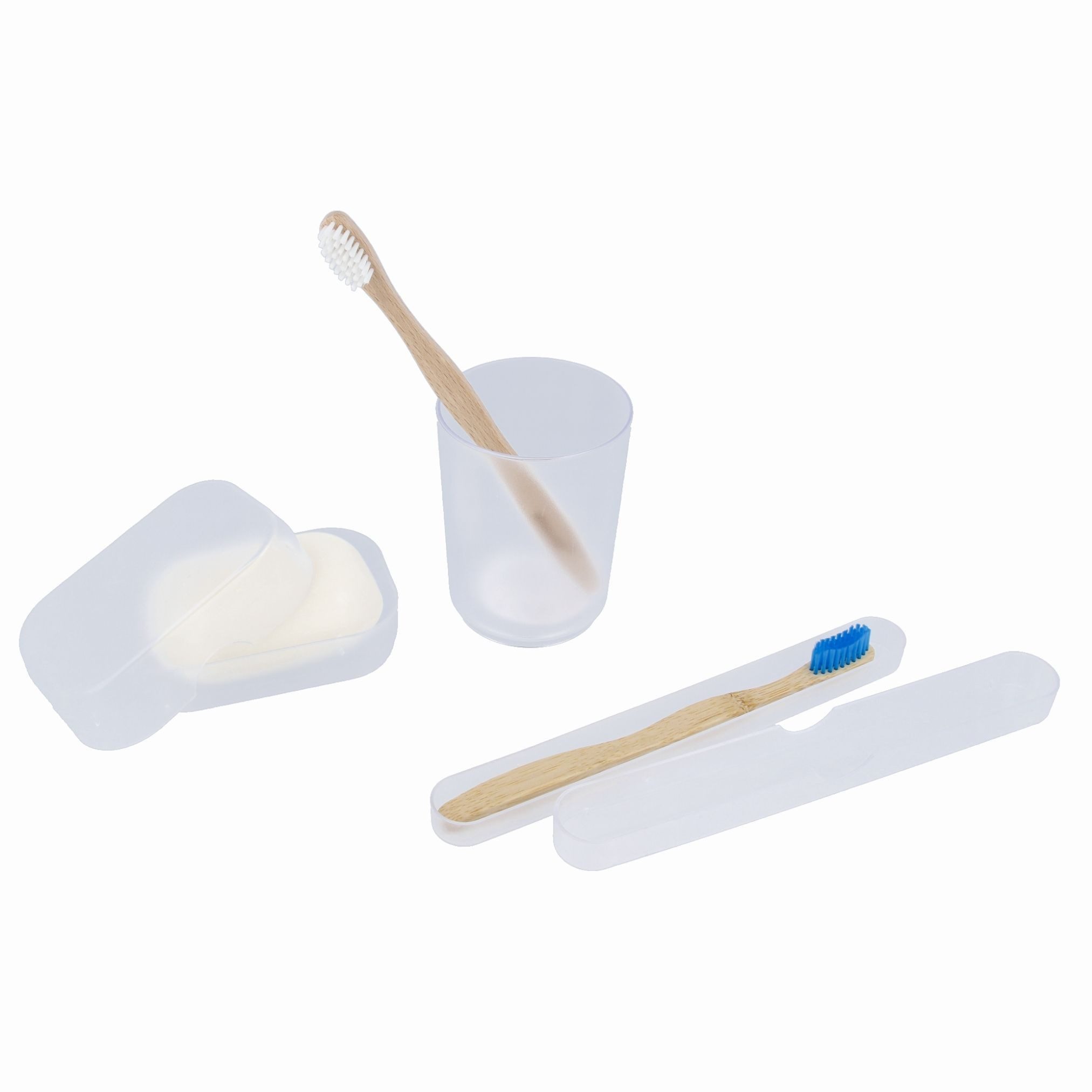 PARSA Beauty Zahnbürste Badezimmer-Set 3-teilig transparent: Seifenschale, Zahnbürstenhalter