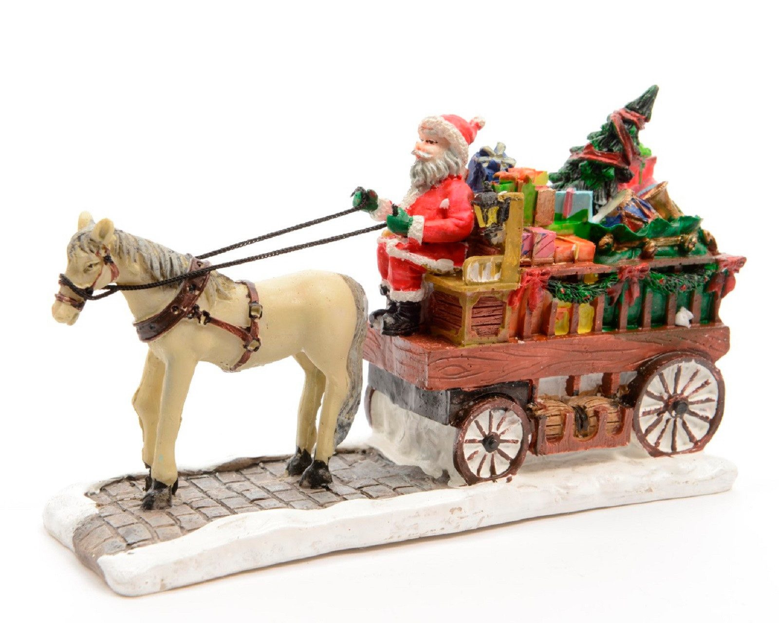 Kaemingk Weihnachtsfigur Deko Figur Nikolaus mit Pferdeswagen Polymagnesium günstig online kaufen