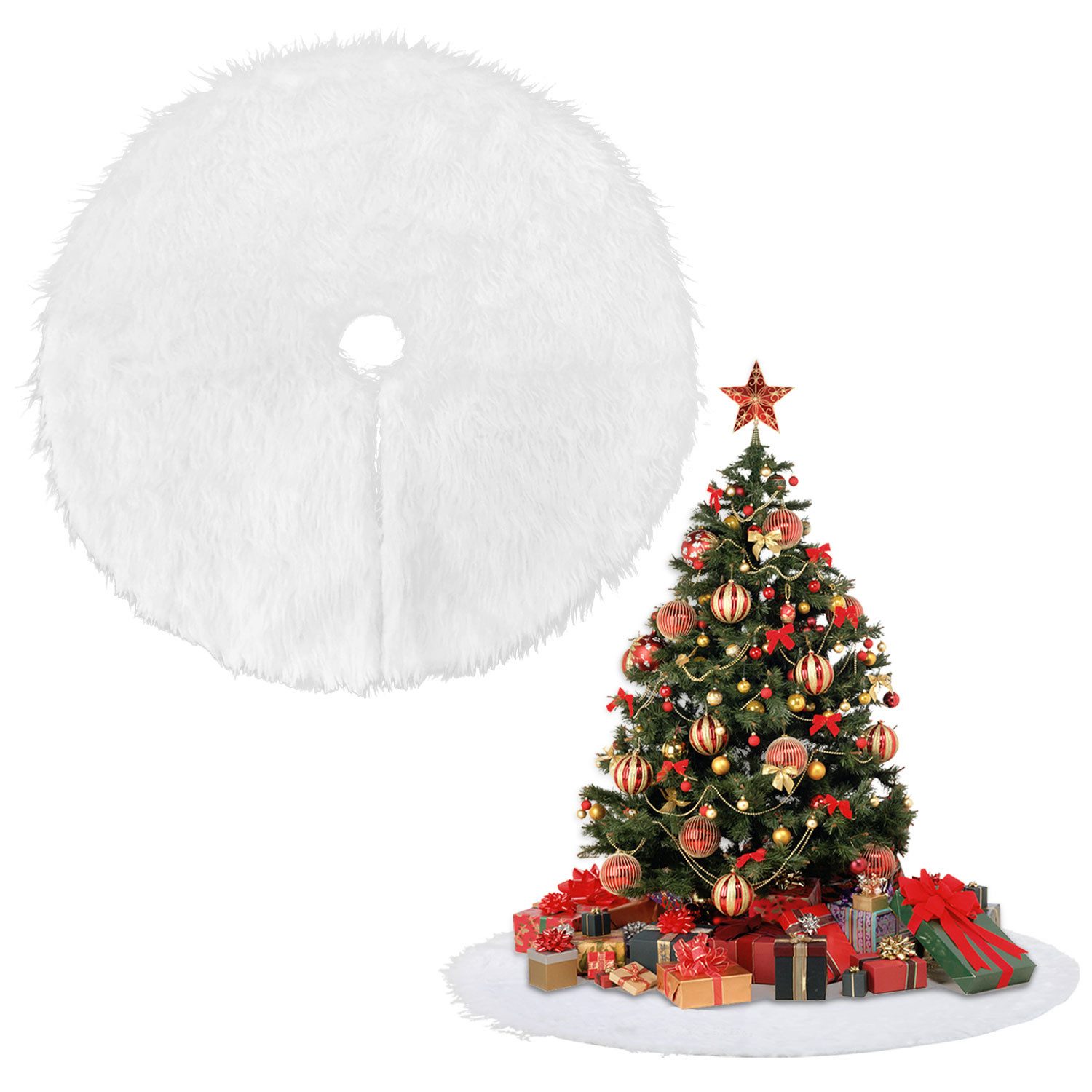 Clanmacy Baumteppich Weihnachtsbaumdecke,Baumteppich Weihnachten rund, 78cm günstig online kaufen