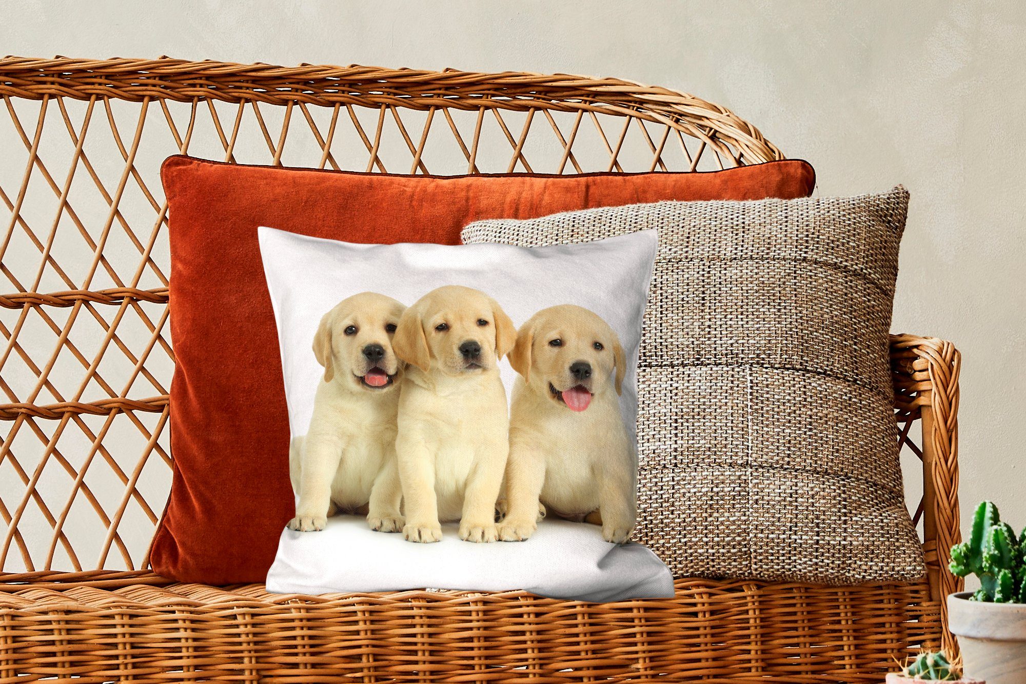 Sofakissen Füllung Zierkissen Dekokissen mit Bezaubernde Deko, Welpen, Schlafzimmer, für MuchoWow Labrador Retriever Wohzimmer,