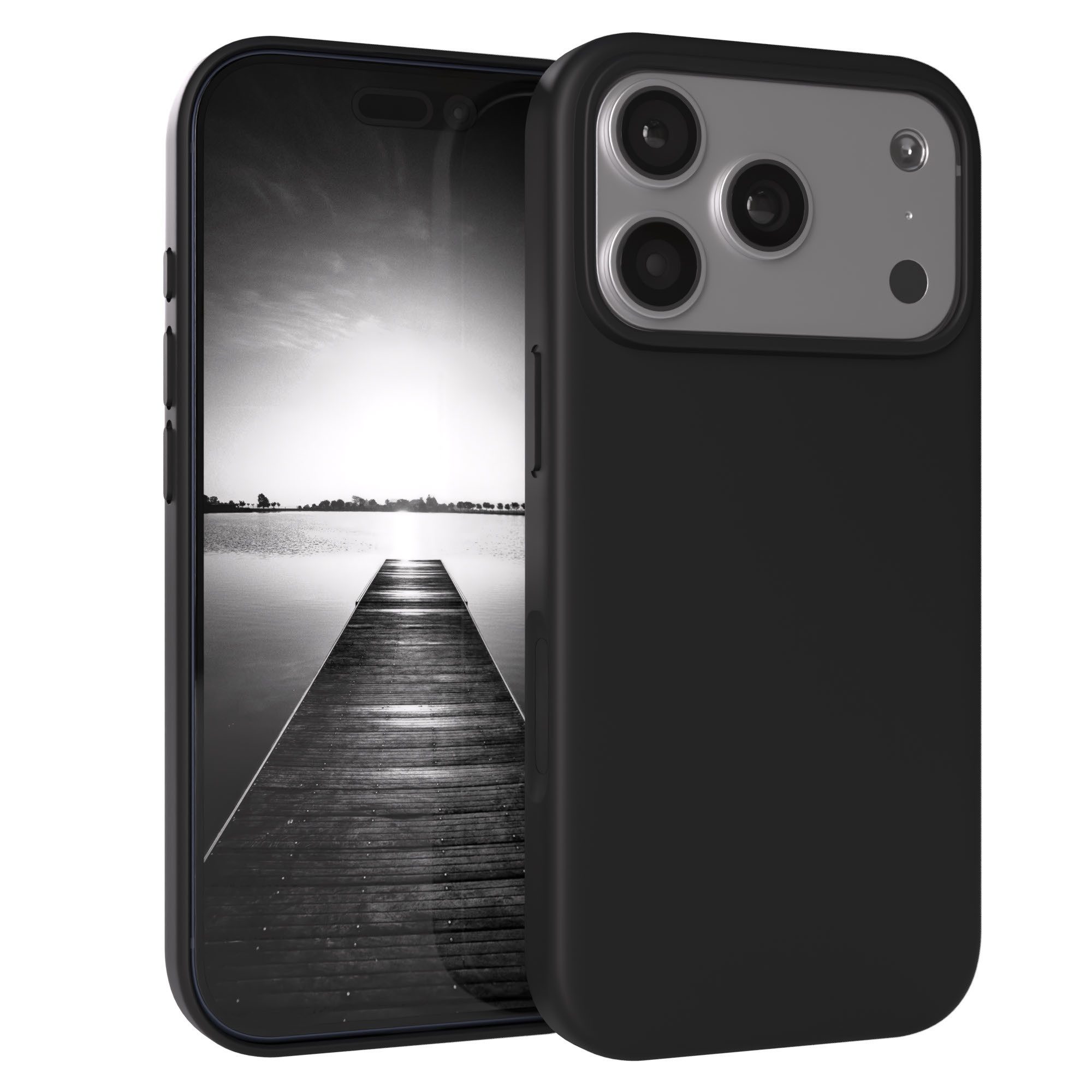 EAZY CASE Handyhülle für Apple iPhone 17 Pro Hülle Silikon 6,3 Zoll, Hülle mit Kameraschutz Bumper Silikonhülle stoßfest Slimcover Schwarz