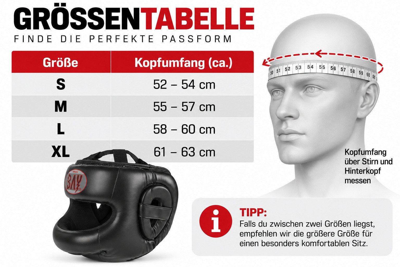 BAY-Sports Kopfschutz Kopfschützer Nasenschutz Boxen Kampfsport Training Vollkontakt Maske (Premium Qualität, 1 Stück), Nasenbügel, Krav Maga, MMA, Kickboxen, T – Bild 5 von 5