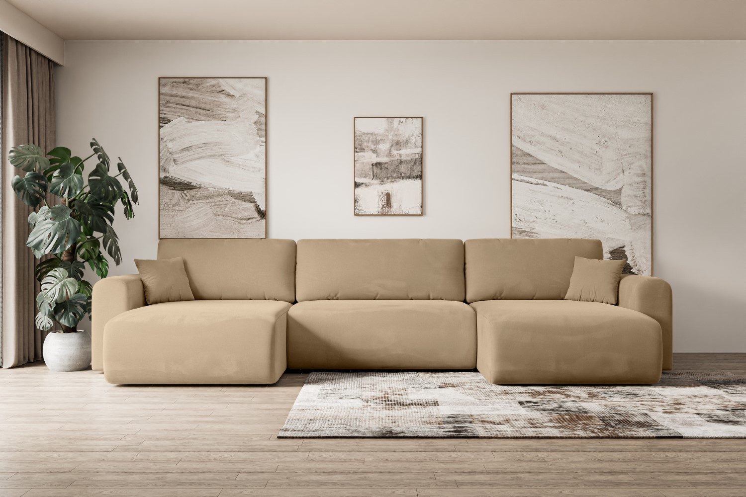 ALTDECOR Wohnlandschaft ORRO-U, Corner Sofa Bett Eckcouch Couch L-Form Schlafcouch Ausziehbar