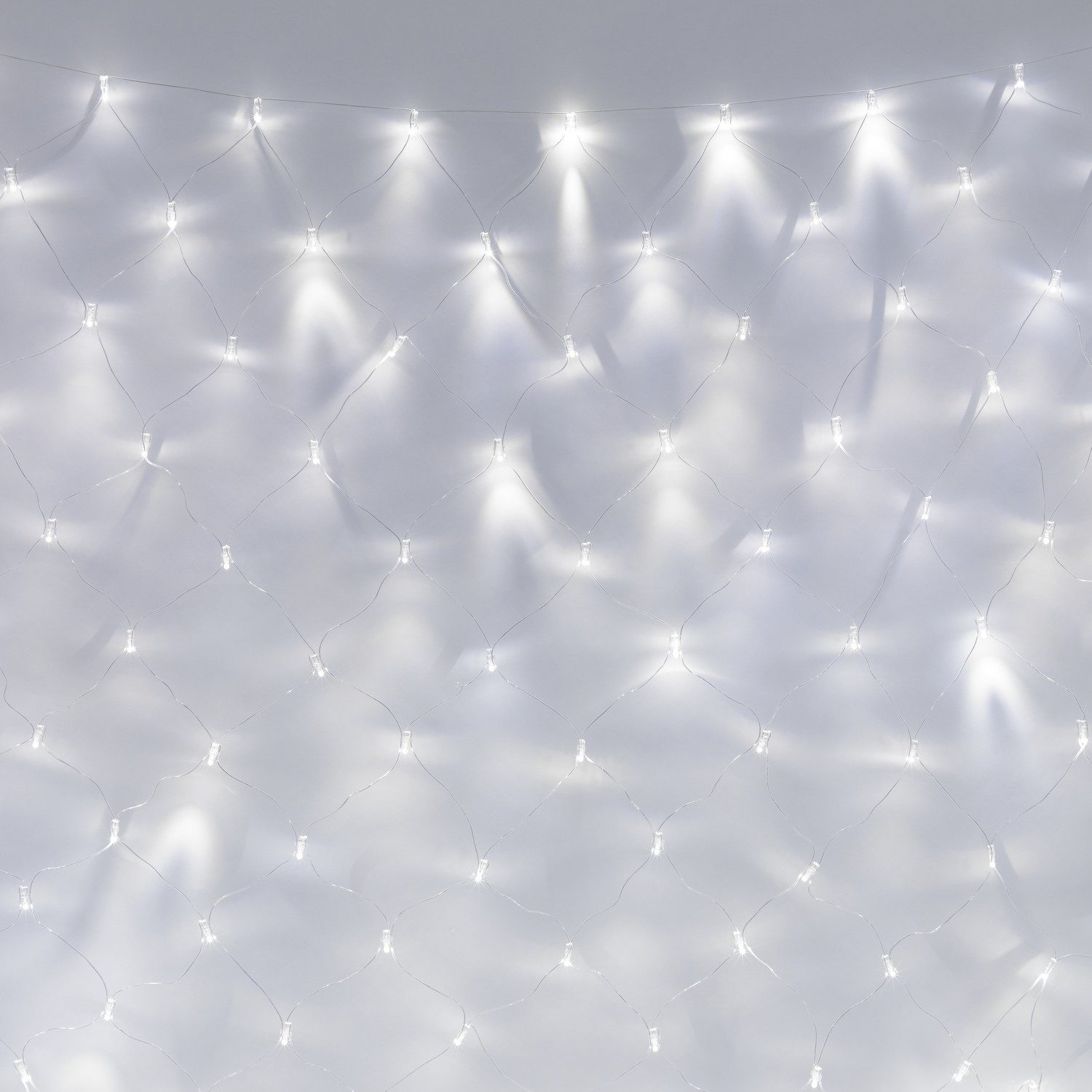Lights4fun LED-Lichternetz Core Connect 2m x 2m 140er LED Lichternetz weiß koppelbar transparente