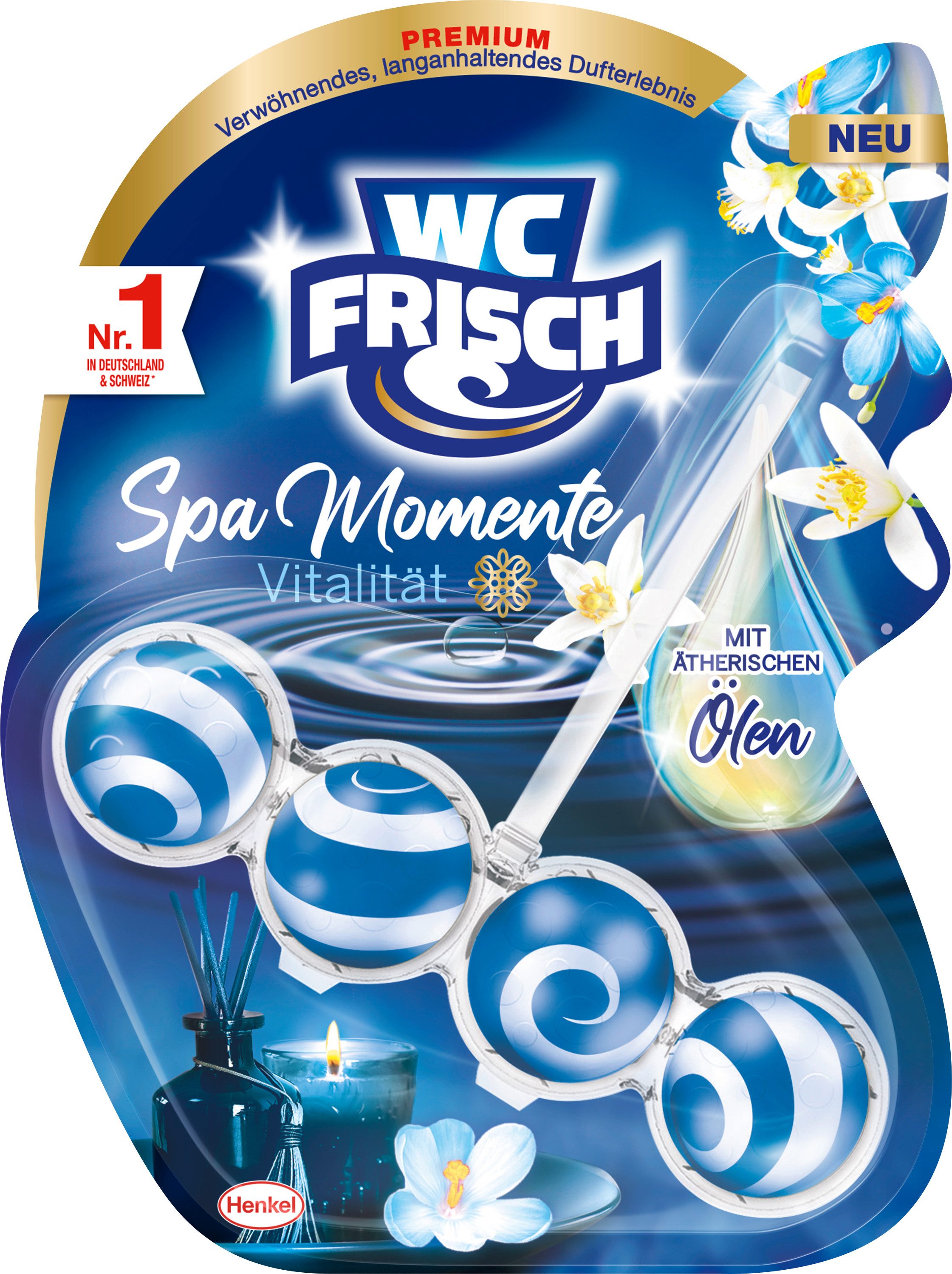 WC Frisch WC FRISCH Spa Momente Duftspüler Vitalität WC Reiniger 50g WC-Reiniger (Premium Duft, [1-St. mit ätherischen Ölen & 4-fach Effekt)