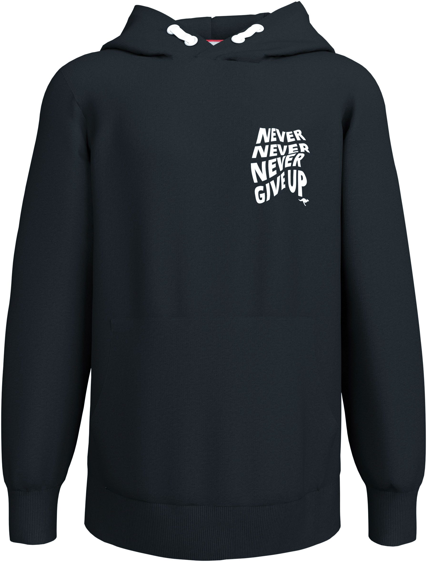 KangaROOS Kapuzensweatshirt Spruch: NEVER GIVE UP Sweatshirt mit großem Rückendruck – Bild 5 von 5