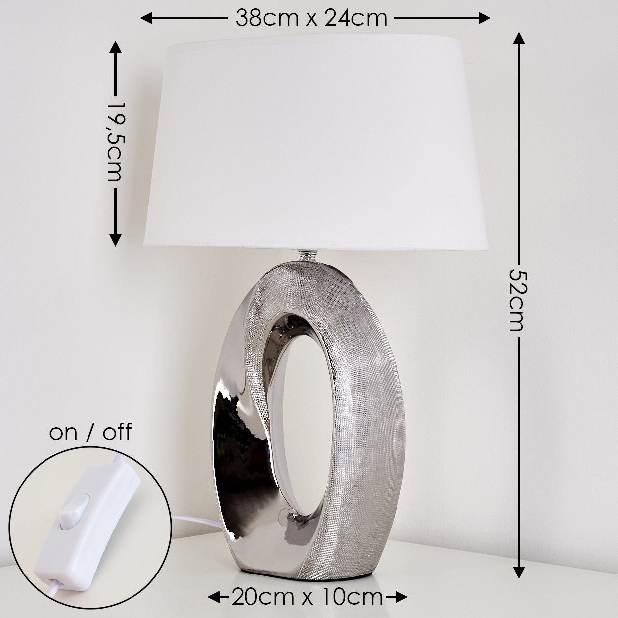 hofstein Tischleuchte Keramik silber Nacht Tisch Lese Lampen Schlaf Wohn Zi günstig online kaufen