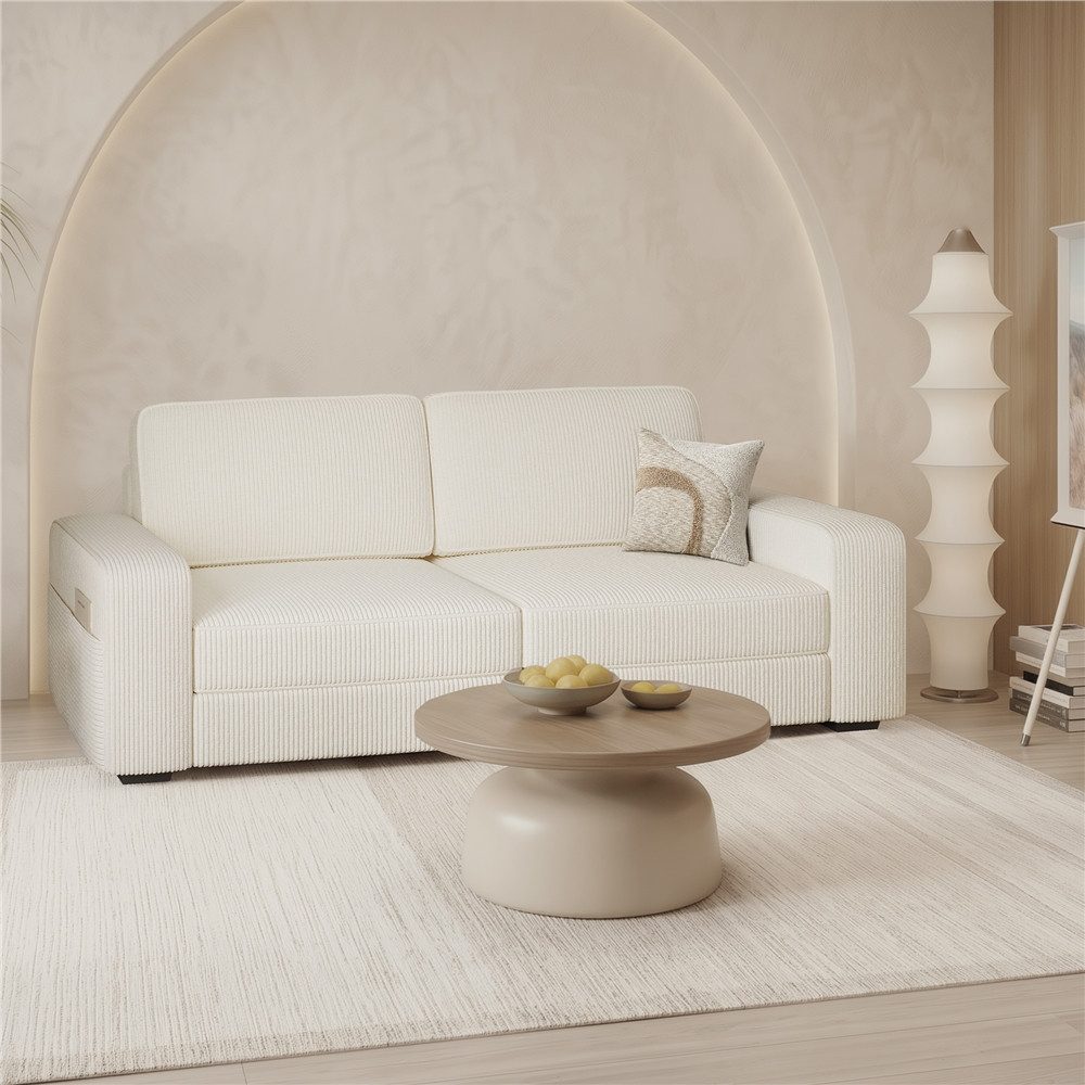 Yaheetech Schlafsofa Zweisitzer-Sofa Polstersofa aus Cordstoff, Breite Sitzfläche für Wohnzimmer/Schlafzimmer/Spielzimmer