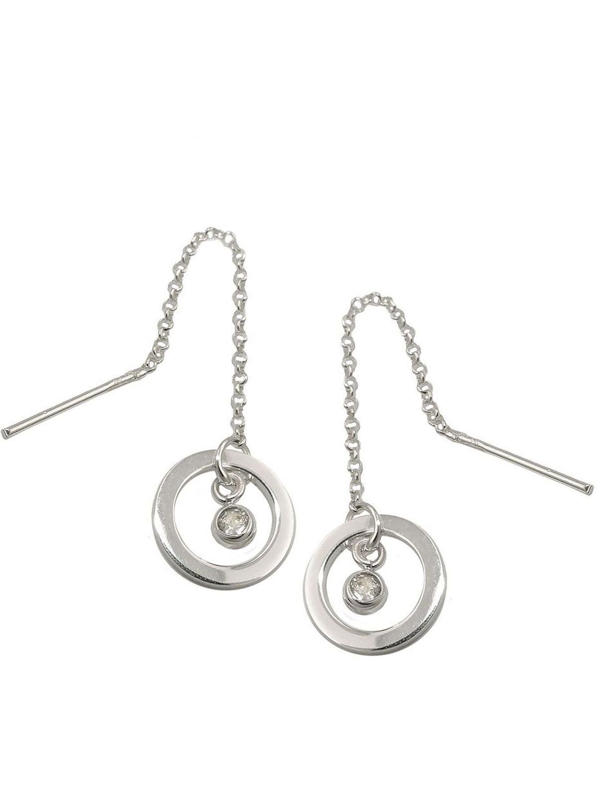 Gallay Paar Ohrhänger Ohrring Ohrhänger Zirkonia mit 925 65x11mm (1-tlg) Ring Silber