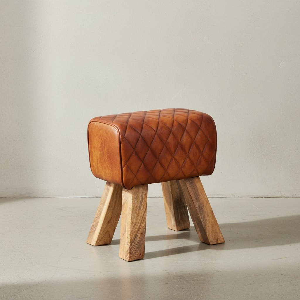 KADIMA DESIGN Sitzhocker Echtes Leder Hocker, Stilvolles Möbelstück für Wohnräume