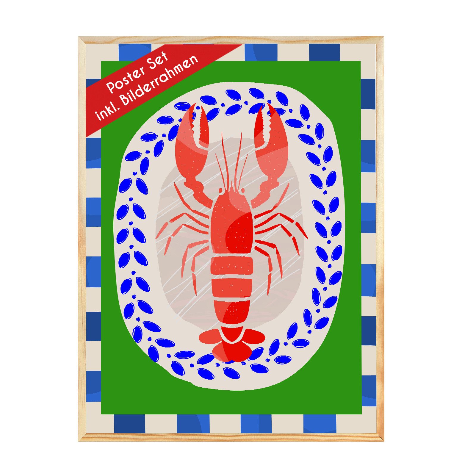 Wackadoo Living Bild mit Rahmen Poster mit eleganten italienischen Motiven & Bilderrahmen mit Glas, (Motive: Italienisches Essen, Bilderrahmen aus Holz oder Kunststoff), kreative Wandbilder, Wanddeko, Kunstdrucke, weitere Motive & Größen