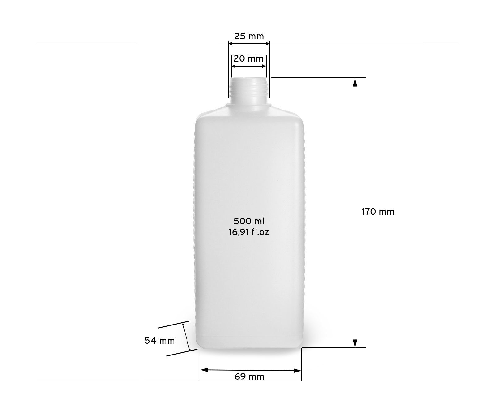 weißen aus 500 HDPE Schraubverschlüsse 10 St) Plastikflaschen Kanister (10 OCTOPUS eckig ml mit