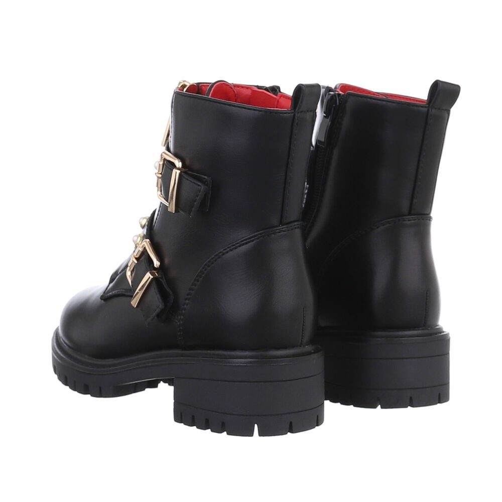 Ital-Design Kinder Biker Stiefelette (84351918) Blockabsatz Stiefeletten in Schwarz