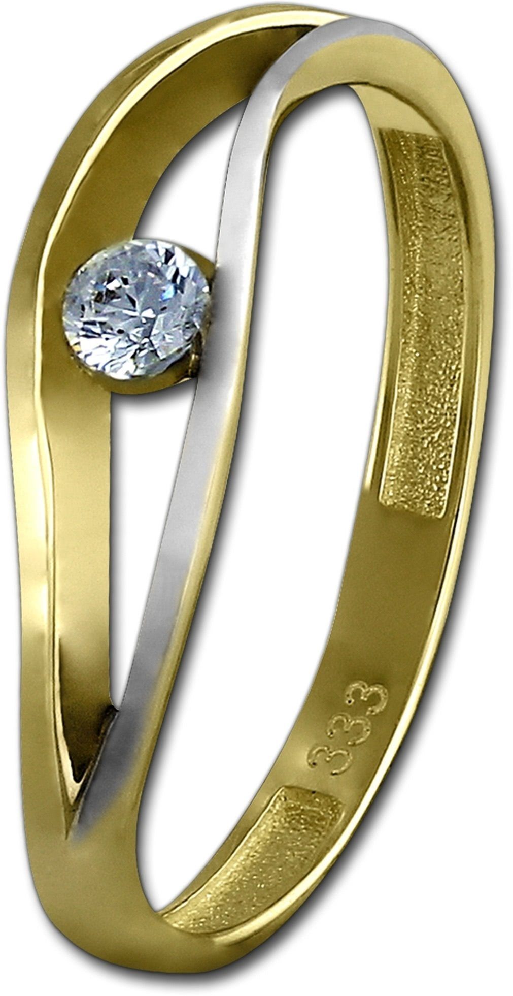 GoldDream Goldring GoldDream Ring Damen Gr. 56 Welle 8K, Damen Ring Echtgold, 333er Gelbgold, gold, weiß, zweifarbig, Welle