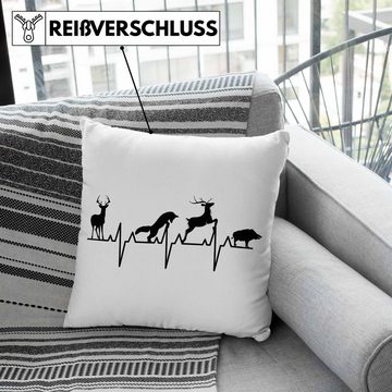 Trendation Dekokissen Trendation - Jäger Geschenke für Männer Kissen Geschenkidee Herzschlag Reh Wildschwein Hund Dekokissen mit Füllung 40x40