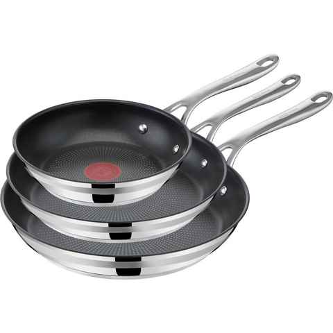 Tefal Pfannen-Set Jamie Oliver Cook Smart, Edelstahl (Set, 3-tlg., Pfannen 20/24/28 cm), Antihaftversiegelung, Induktion, Thermo-Signal, spülmaschinenfest