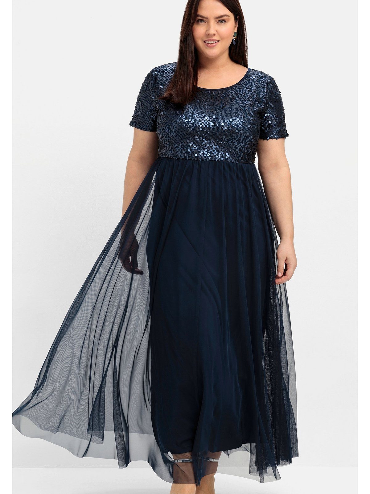 Sheego Abendkleid Große Größen in A-Linie mit Pailletten